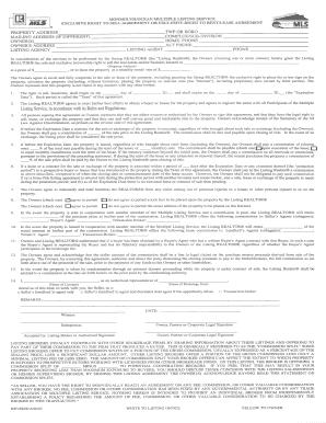 New Jersey Exclusive Right to Sell Agreement