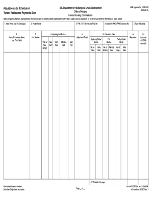 HUD-52670 Tenant Assistance Payment Adjustment Form