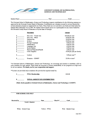 Gwinnett School Contribution Form