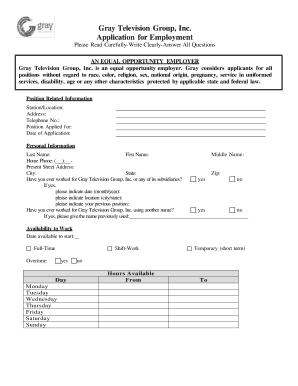 Gray Television Group Employment Application