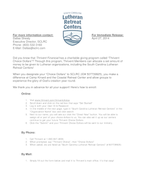 Thrivent Choice Dollars Direction Form