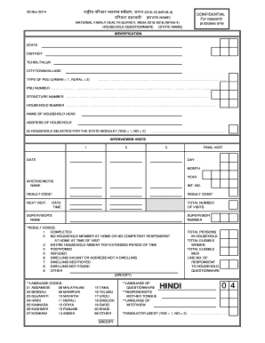National Family Health Survey India 2015-16 Form