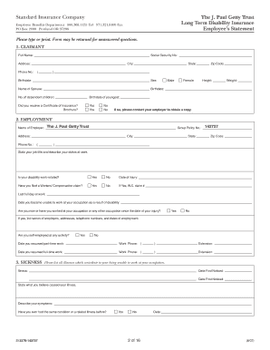 Standard Insurance Long Term Disability Claim Packet