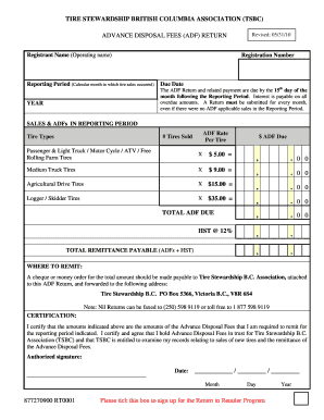 Tire Stewardship BC ADF Return Form
