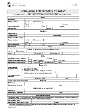 Local Government Election Nomination Form