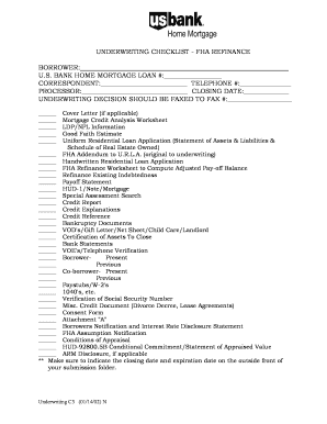 FHA Refinance Underwriting Checklist