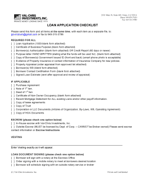 Loan Application Checklist