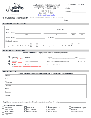 Student Employment Application