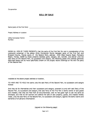 Corporation Bill of Sale
