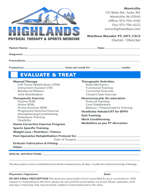 Physical Therapy Treatment Plan