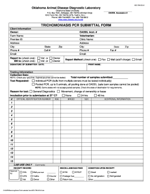 Trichomoniasis PCR Submittal Form