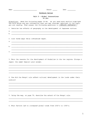 Unit 3 Global Interactions Workbook Review