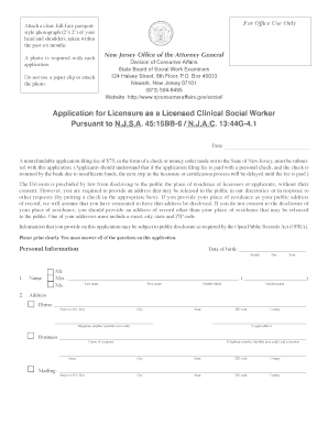 New Jersey Licensed Clinical Social Worker Application