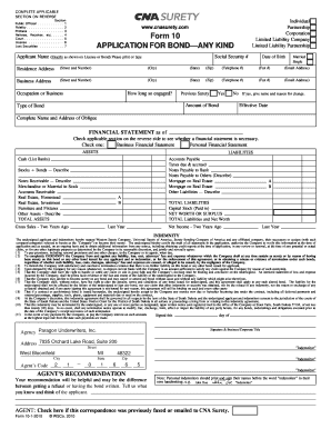 Surety Bond Application Form