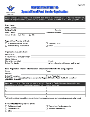 Food Vendor Application Form