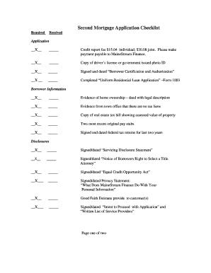 Second Mortgage Application Checklist