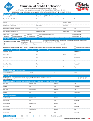 Commercial Credit Application Form