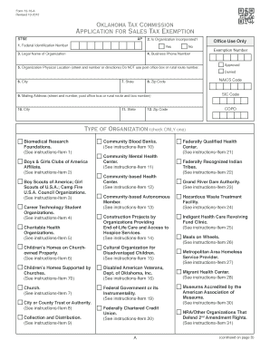 Oklahoma Sales Tax Exemption Application
