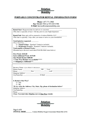 Portable Concentrator Rental Agreement