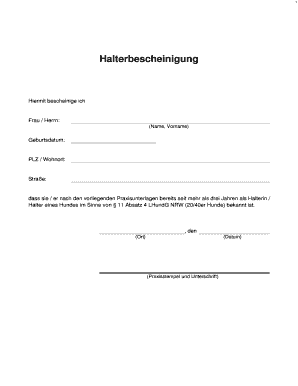 Halterbescheinigung