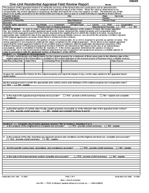 One-Unit Residential Appraisal Field Review Report