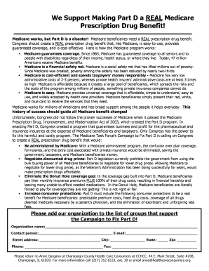 Campaign to Fix Medicare Part D Support Form