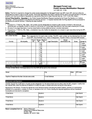 Wisconsin Managed Forest Law Public Access Modification Request