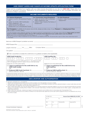 UOB Credit Card and CashPlus Income Update Application