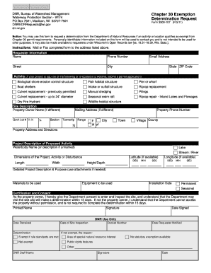 Wisconsin Chapter 30 Exemption Determination Request