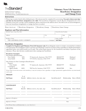 Voluntary Term Life Insurance Beneficiary Designation Form