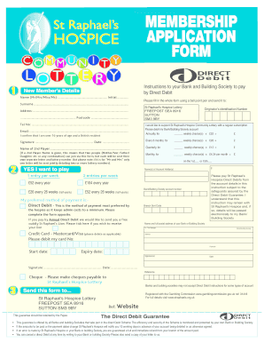 St Raphael's Hospice Lottery Direct Debit Form