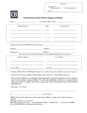 Central Bucks School District Change of Address