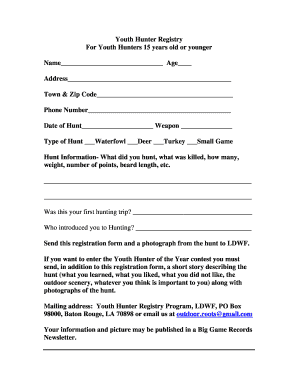 Youth Hunter Registry Form