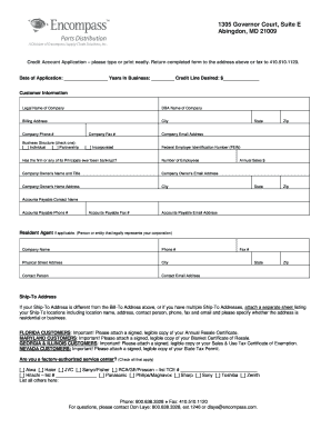 Credit Account Application Form