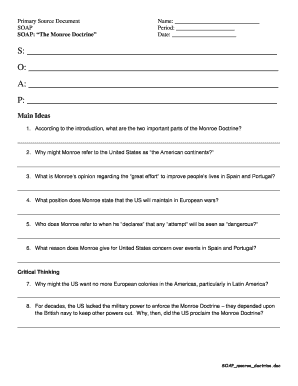 Monroe Doctrine Analysis Worksheet