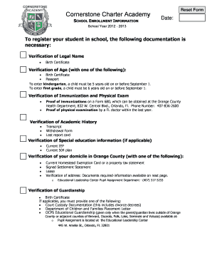 School Enrollment Registration Form
