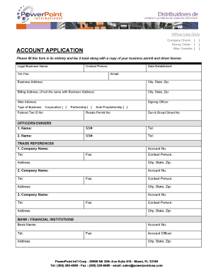 Business Account Application with Personal Guaranty
