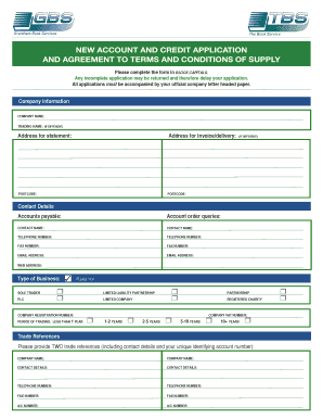 New Account and Credit Application Form