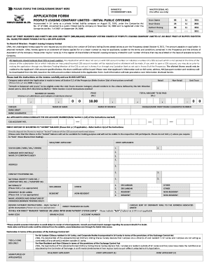 People's Leasing Company Initial Public Offering Application Form