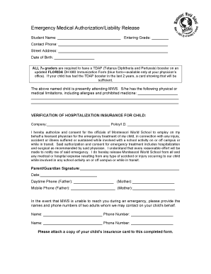 Emergency Medical Authorization Form