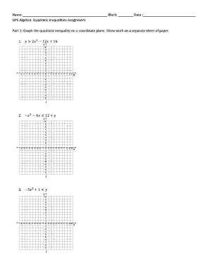 GPS Algebra Quadratic Inequalities Assignment