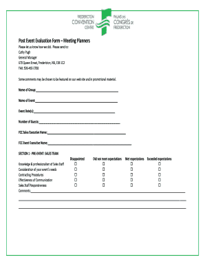 Post Event Evaluation Form – Meeting Planners