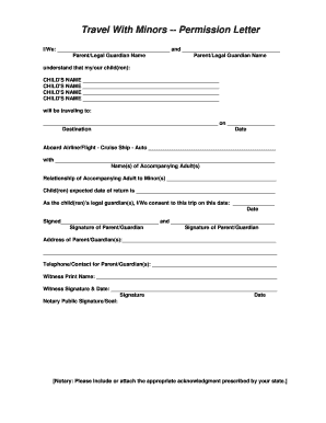 Travel With Minors Permission Letter
