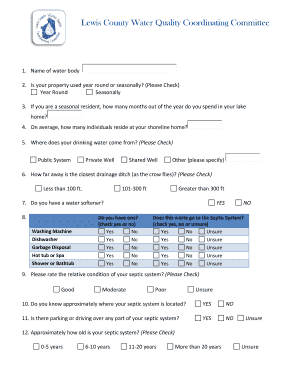 Lewis County Water Quality Survey