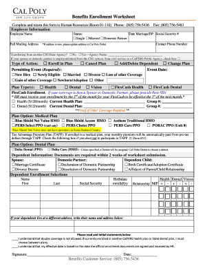 Benefits Enrollment Worksheet