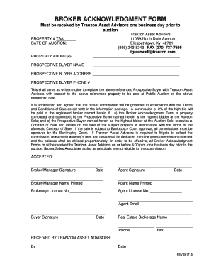 Broker Acknowledgment Form