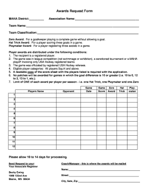 Awards Request Form