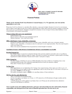 North Texas Bariatric Financial Policy Agreement