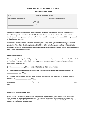 30-Day Notice to Terminate Tenancy