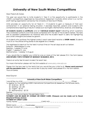 UNSW Competitions Registration Form